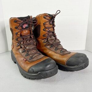 Red Wing EH 438 Safety Toe Waterproof Leather Boots 8" Brown Men's SZ 10.5